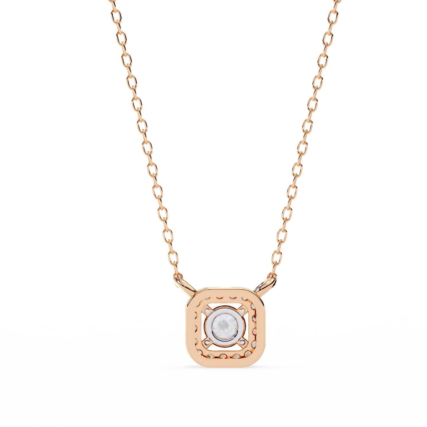 Geometric Elegance: Brilliant-Cut Diamond Halo Pendant - 0.30 Ct