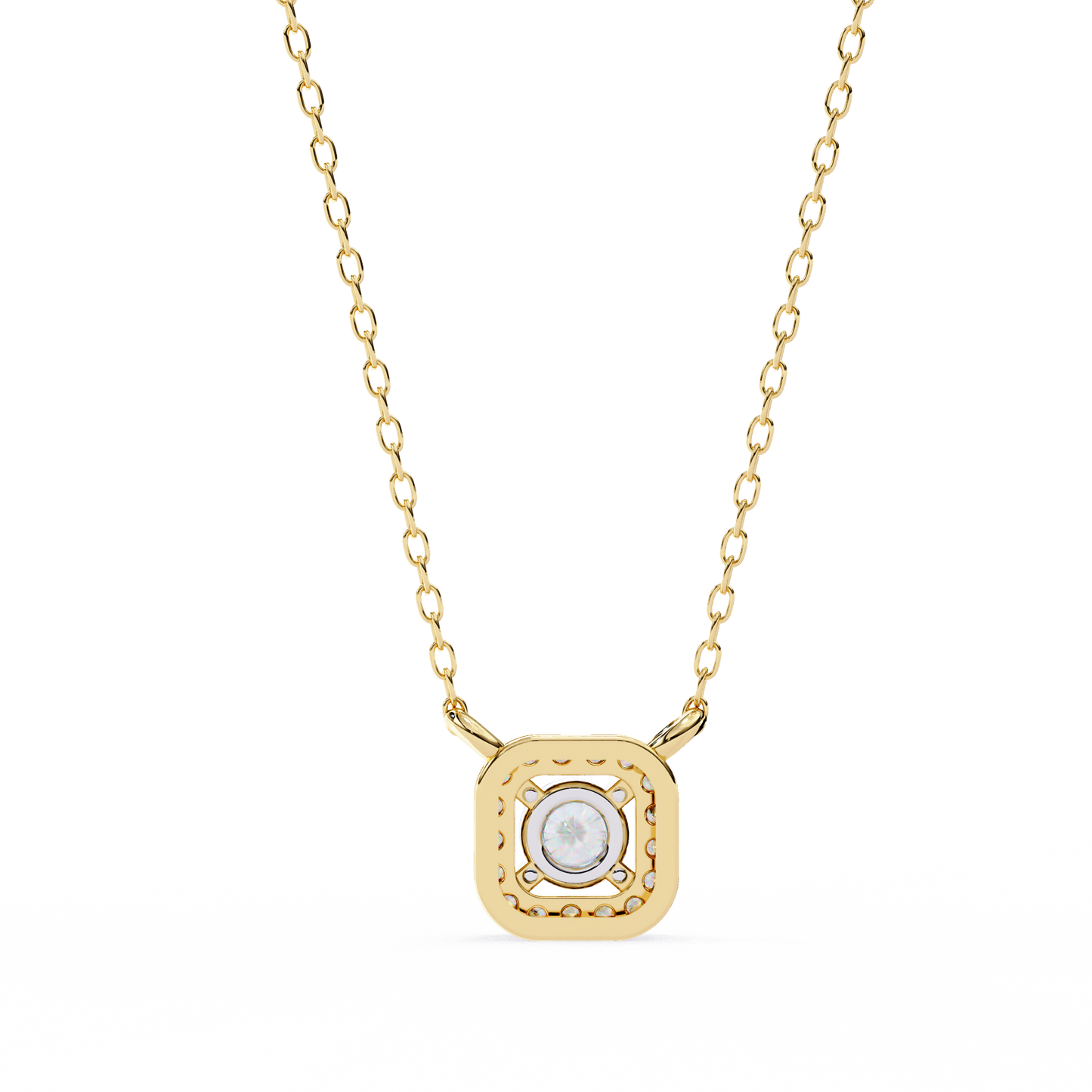 Geometric Elegance: Brilliant-Cut Diamond Halo Pendant - 0.30 Ct
