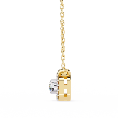 Geometric Elegance: Brilliant-Cut Diamond Halo Pendant - 0.30 Ct