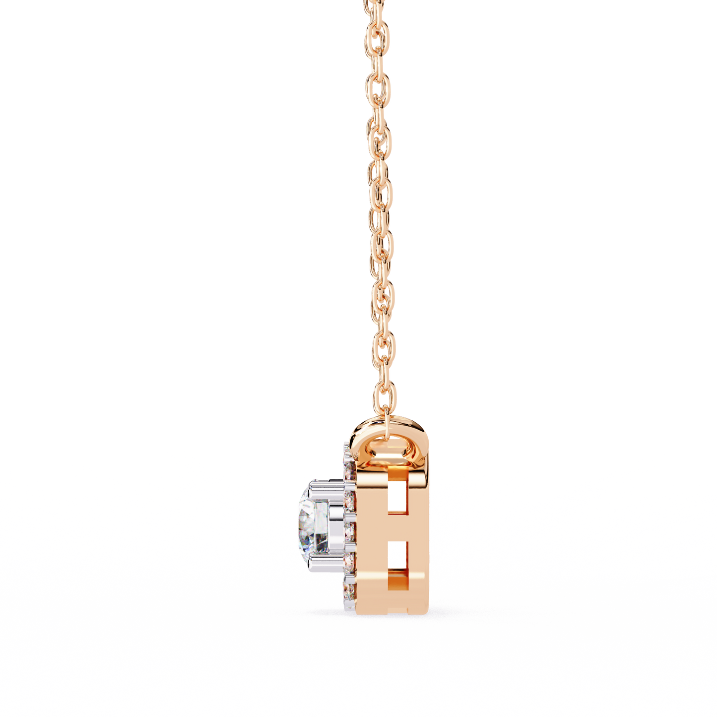 Geometric Elegance: Brilliant-Cut Diamond Halo Pendant - 0.30 Ct