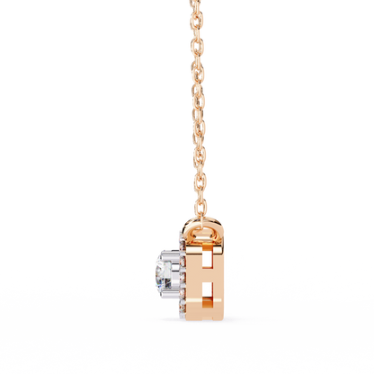 Geometric Elegance: Brilliant-Cut Diamond Halo Pendant - 0.30 Ct