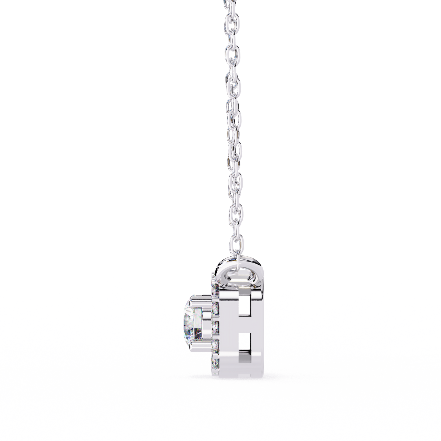 Geometric Elegance: Brilliant-Cut Diamond Halo Pendant - 0.30 Ct
