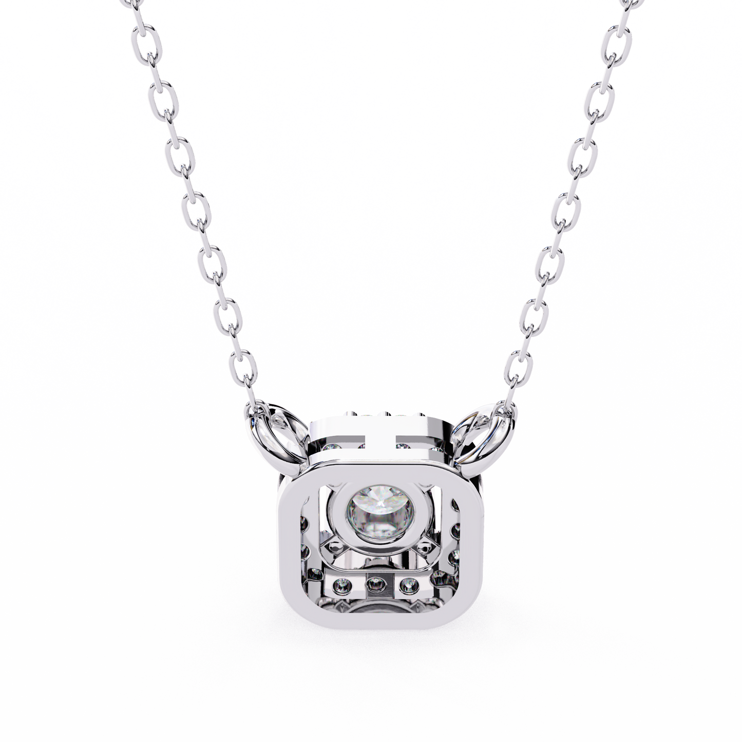 Geometric Elegance: Brilliant-Cut Diamond Halo Pendant - 0.30 Ct