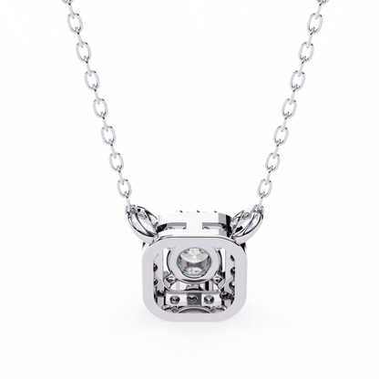 Geometric Elegance: Brilliant-Cut Diamond Halo Pendant - 0.30 Ct
