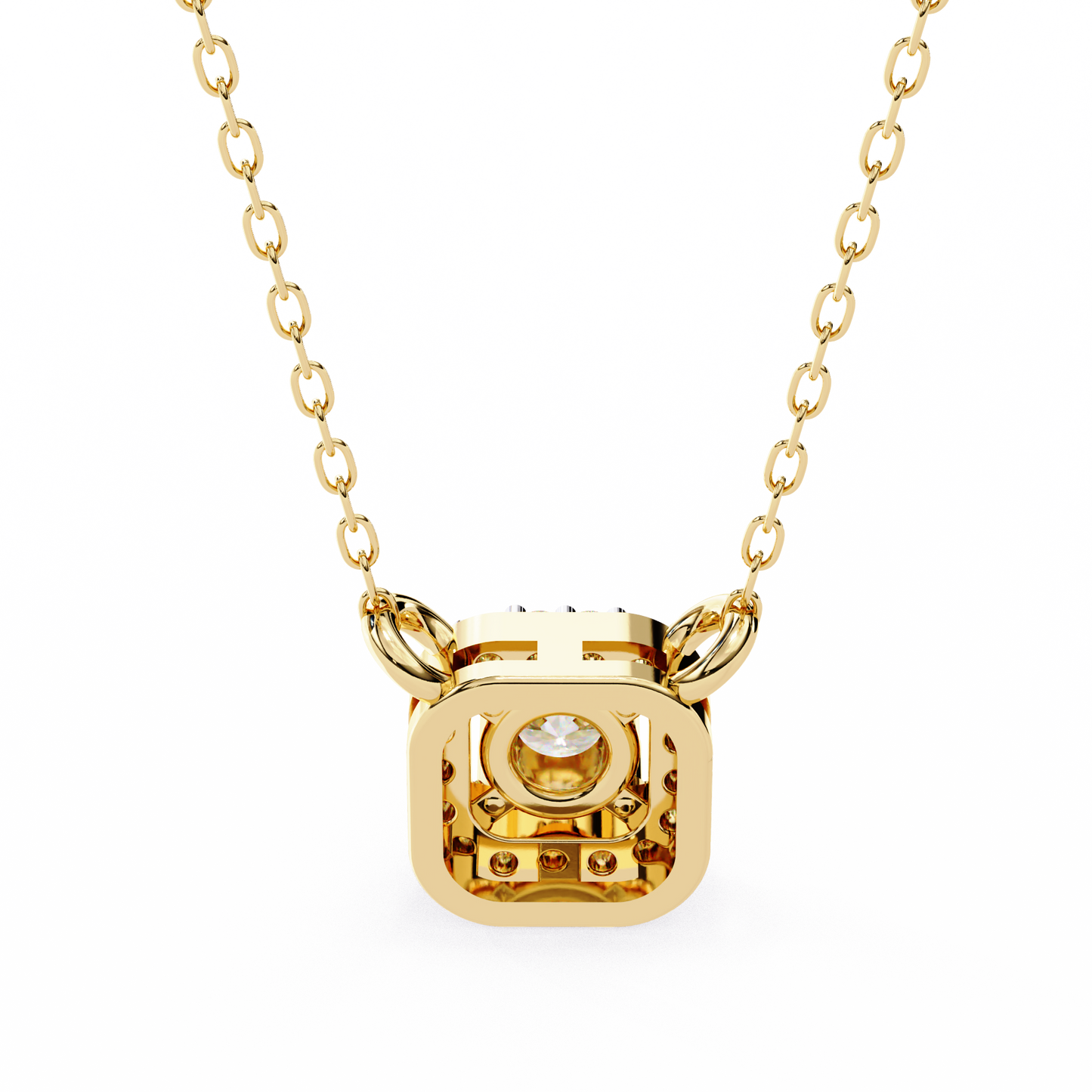 Geometric Elegance: Brilliant-Cut Diamond Halo Pendant - 0.30 Ct