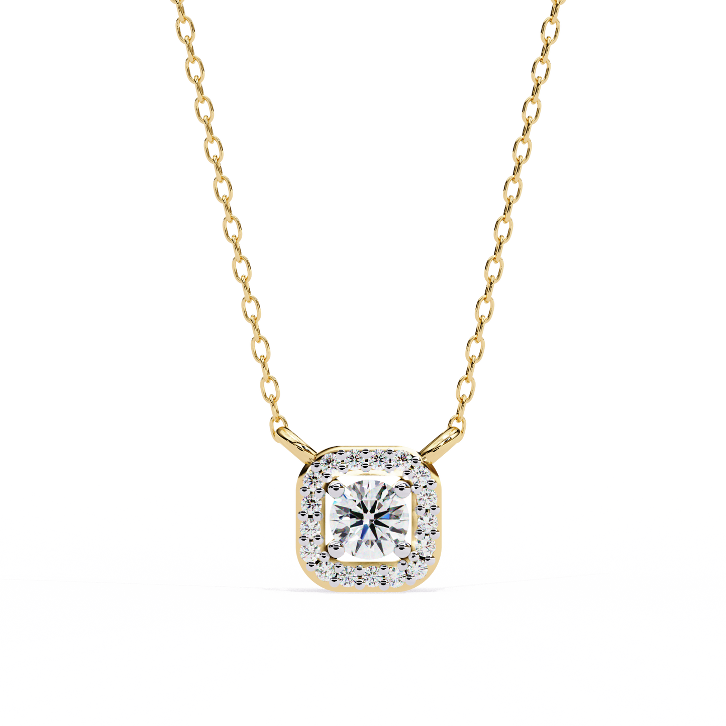 Geometric Elegance: Brilliant-Cut Diamond Halo Pendant - 0.30 Ct