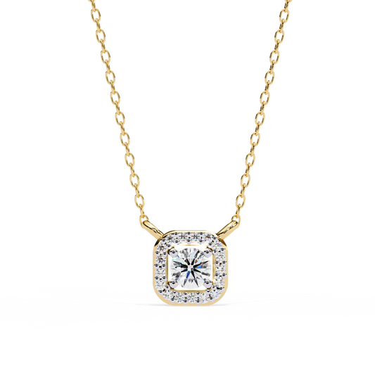 Geometric Elegance: Brilliant-Cut Diamond Halo Pendant - 0.30 Ct