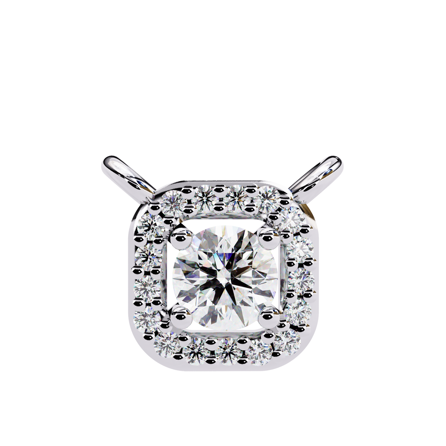 Geometric Elegance: Brilliant-Cut Diamond Halo Pendant - 0.30 Ct