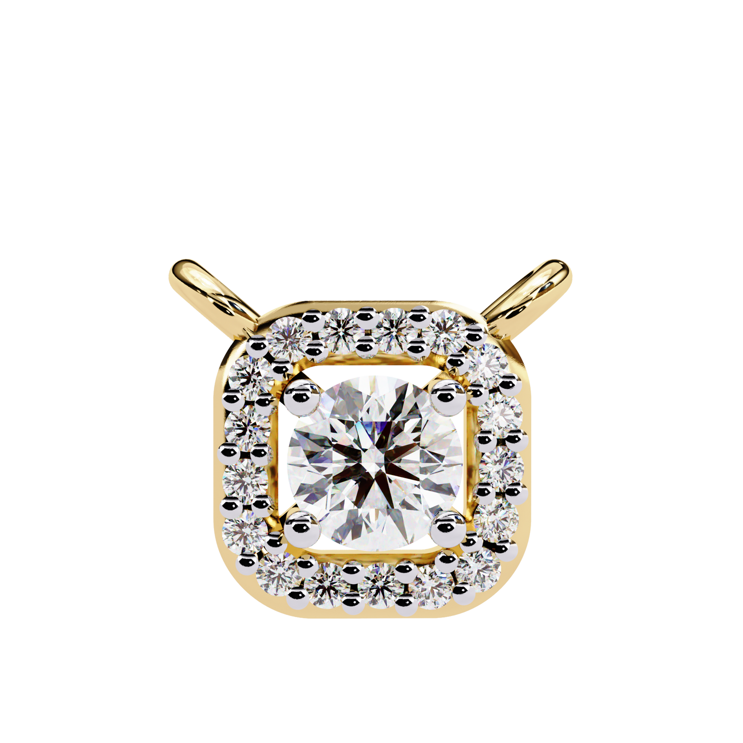 Geometric Elegance: Brilliant-Cut Diamond Halo Pendant - 0.30 Ct