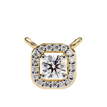 Geometric Elegance: Brilliant-Cut Diamond Halo Pendant - 0.30 Ct