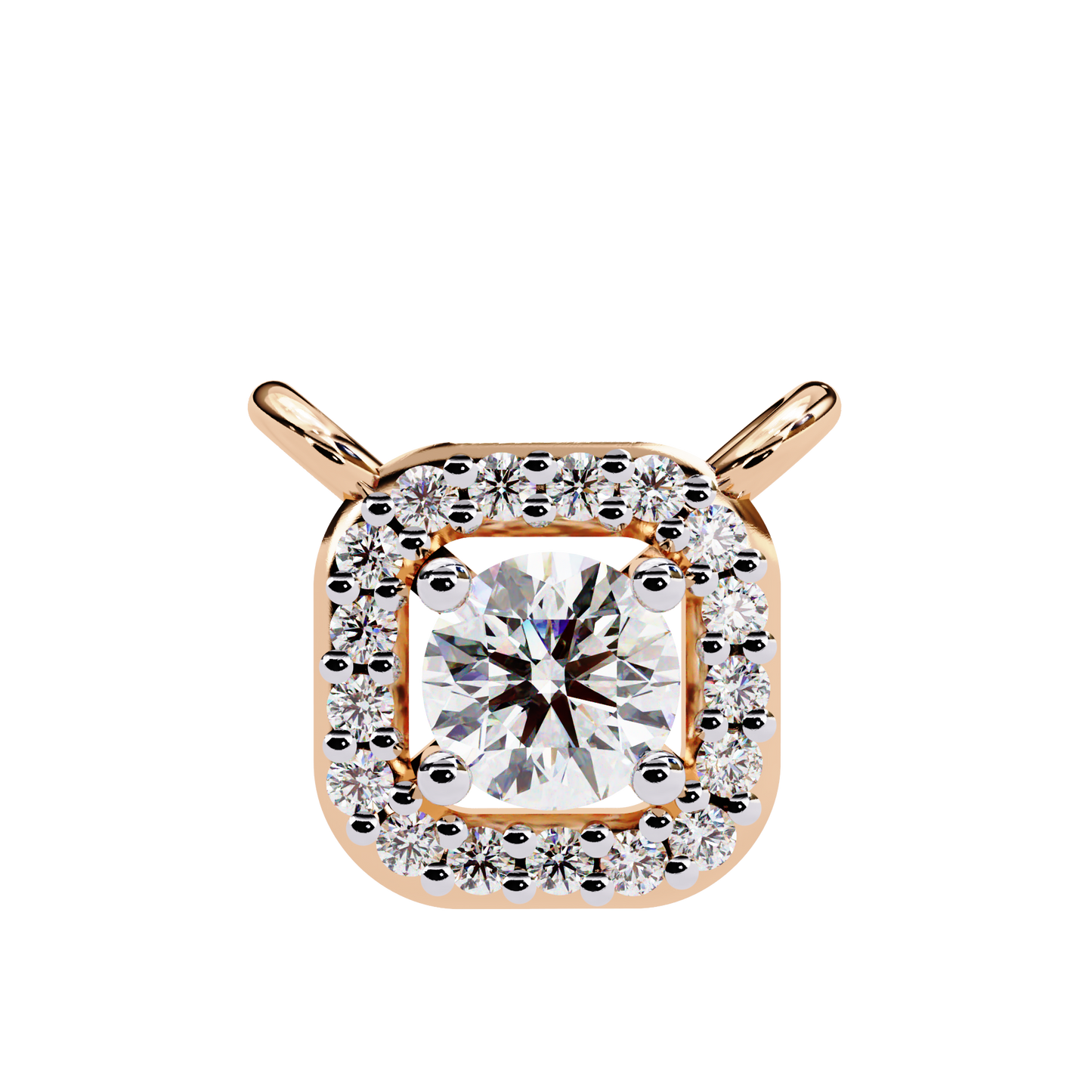 Geometric Elegance: Brilliant-Cut Diamond Halo Pendant - 0.30 Ct