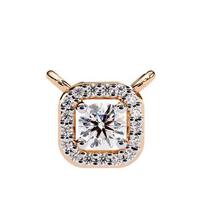 Geometric Elegance: Brilliant-Cut Diamond Halo Pendant - 0.30 Ct
