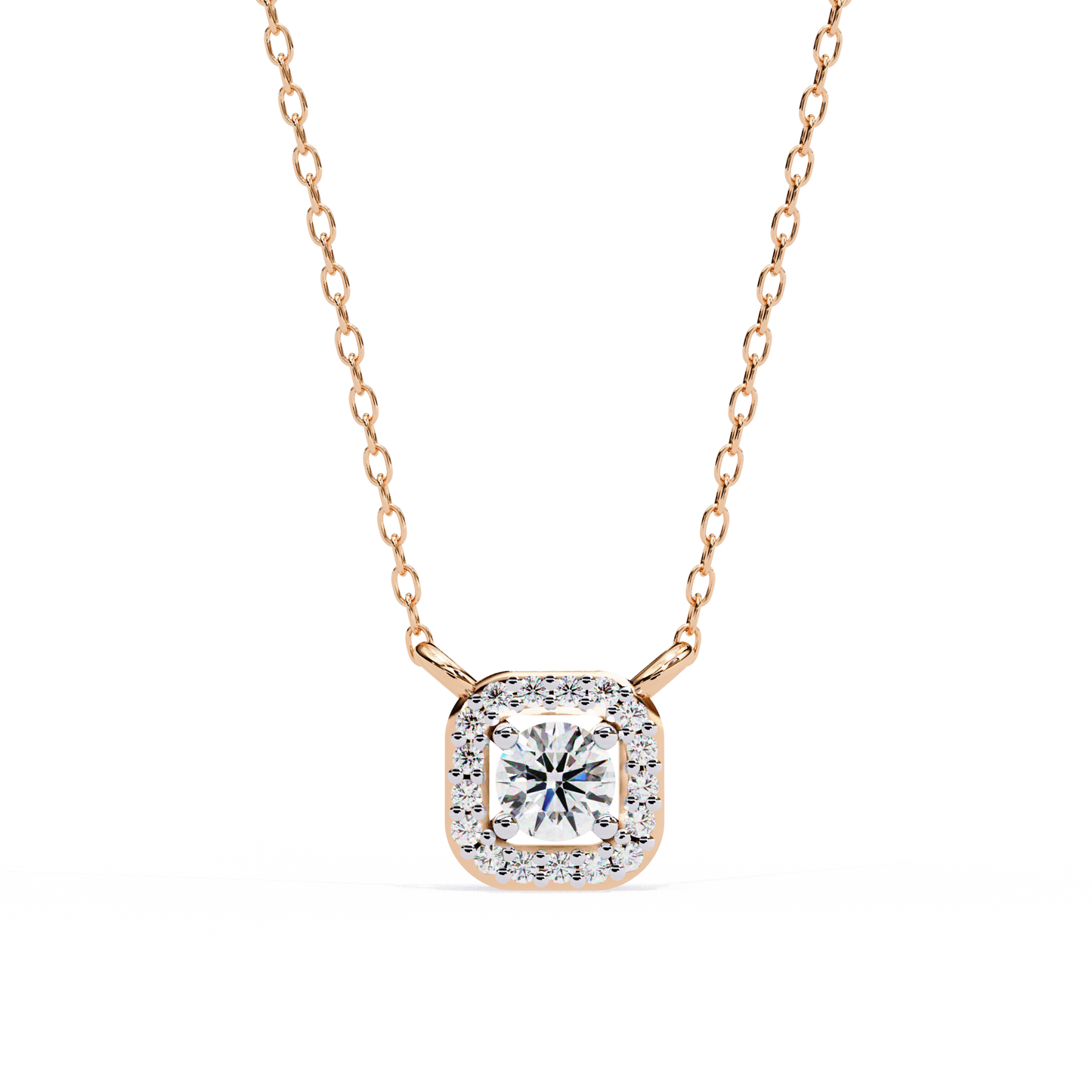 Geometric Elegance: Brilliant-Cut Diamond Halo Pendant - 0.30 Ct