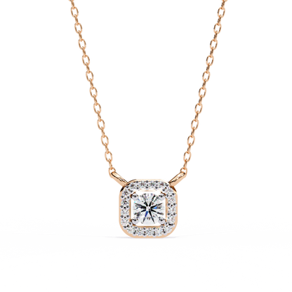 Geometric Elegance: Brilliant-Cut Diamond Halo Pendant - 0.30 Ct