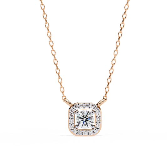 Geometric Elegance: Brilliant-Cut Diamond Halo Pendant - 0.30 Ct