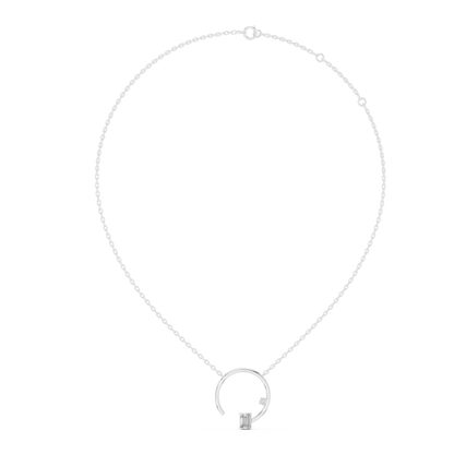 Celestial Arc Emerald & Round Diamond Pendant in Gold : 0.98CTW