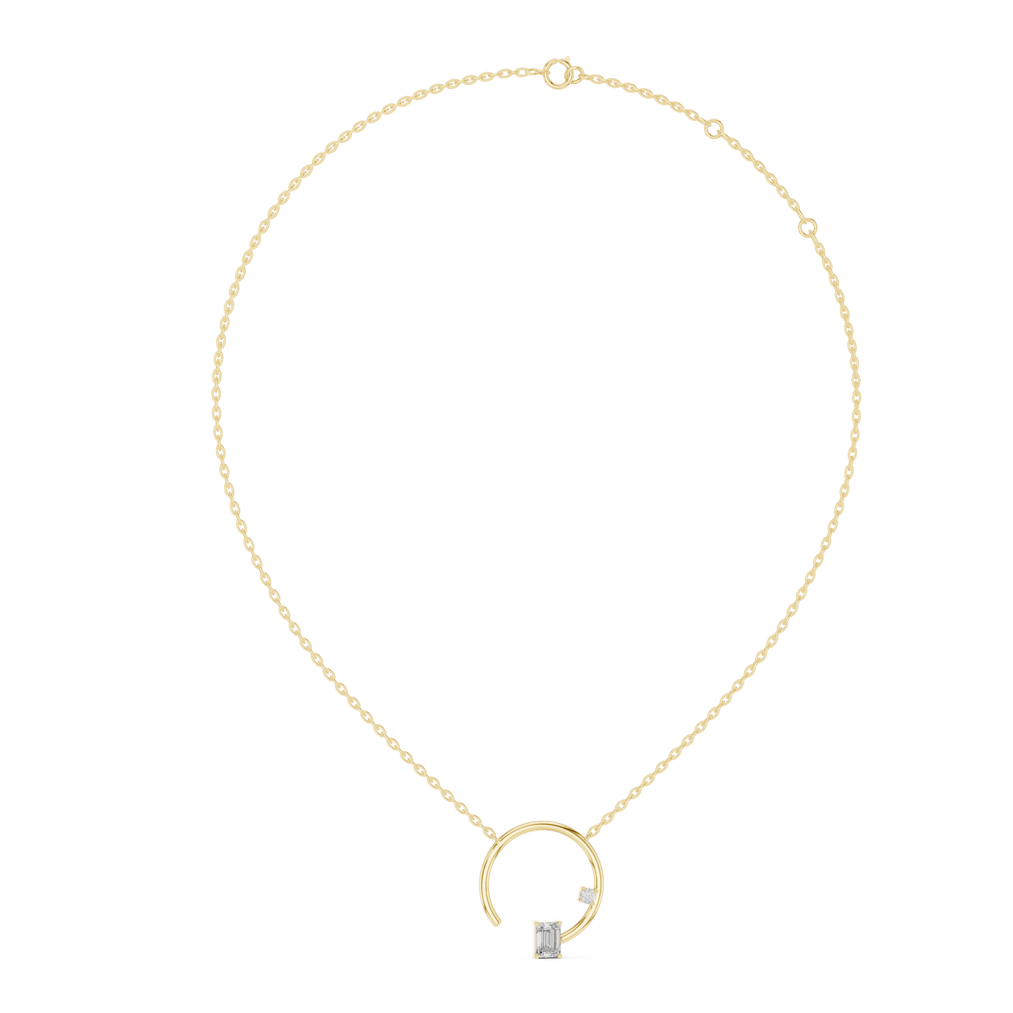 Celestial Arc Emerald & Round Diamond Pendant in Gold : 0.98CTW