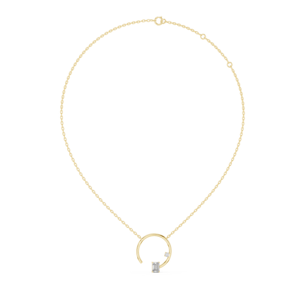 Celestial Arc Emerald & Round Diamond Pendant in Gold : 0.98CTW
