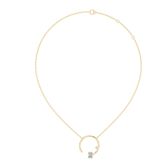 Celestial Arc Emerald & Round Diamond Pendant in Gold : 0.98CTW