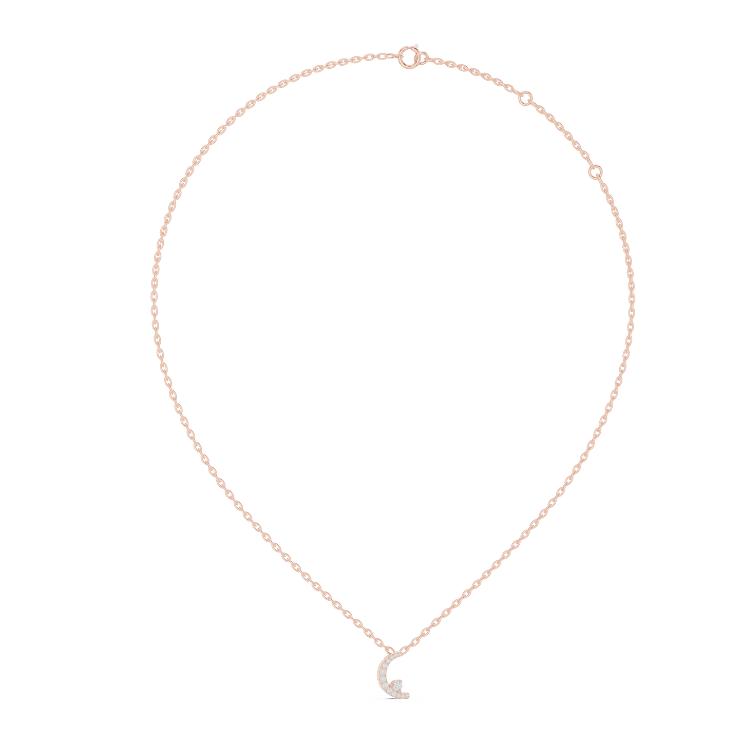 0.21ctw Solid Gold Pave Diamond Crescent Moon Celestial Charm Pendant