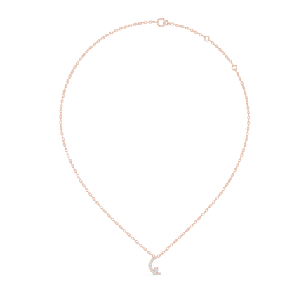 0.21ctw Solid Gold Pave Diamond Crescent Moon Celestial Charm Pendant