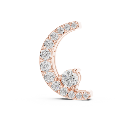 0.21ctw Solid Gold Pave Diamond Crescent Moon Celestial Charm Pendant