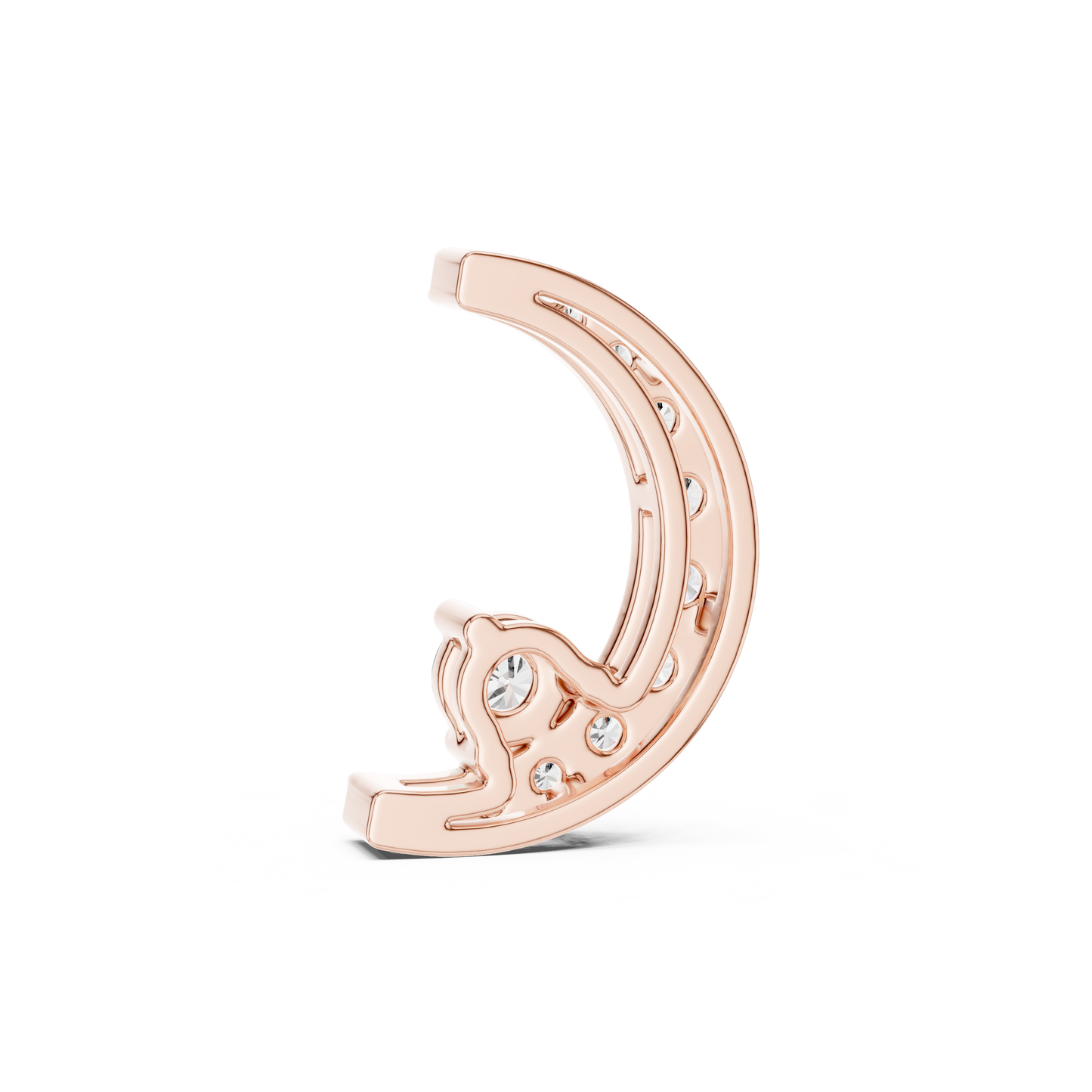 0.21ctw Solid Gold Pave Diamond Crescent Moon Celestial Charm Pendant