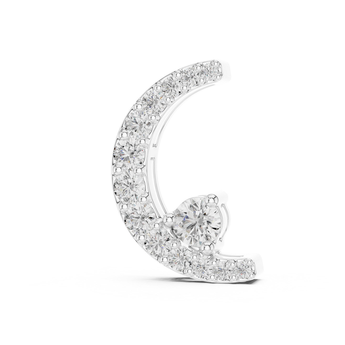 0.21ctw Solid Gold Pave Diamond Crescent Moon Celestial Charm Pendant