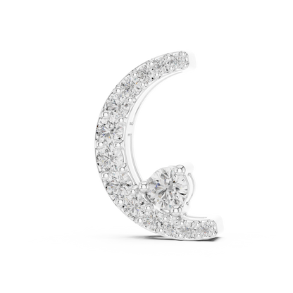 0.21ctw Solid Gold Pave Diamond Crescent Moon Celestial Charm Pendant
