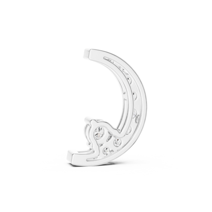 0.21ctw Solid Gold Pave Diamond Crescent Moon Celestial Charm Pendant