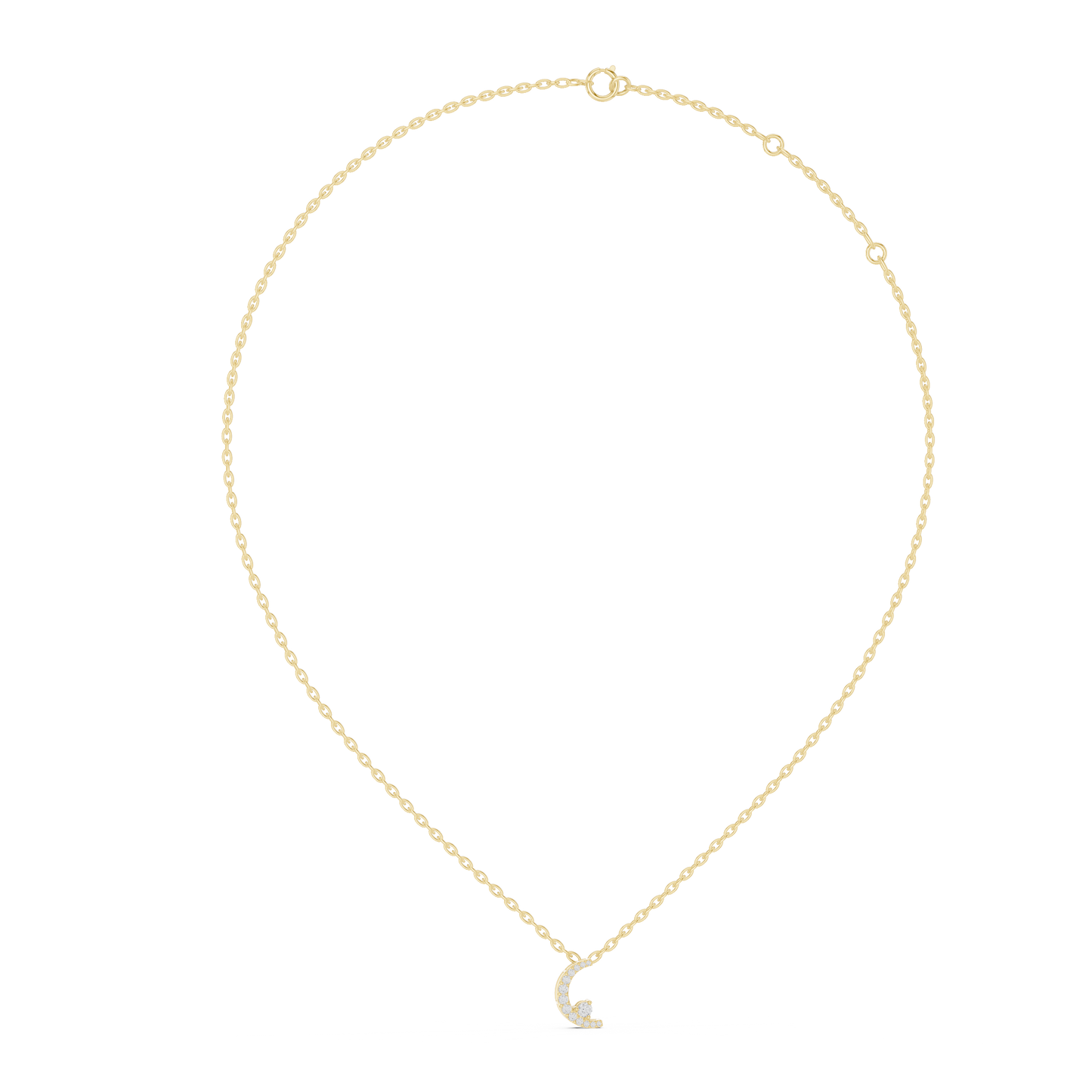 0.21ctw Solid Gold Pave Diamond Crescent Moon Celestial Charm Pendant