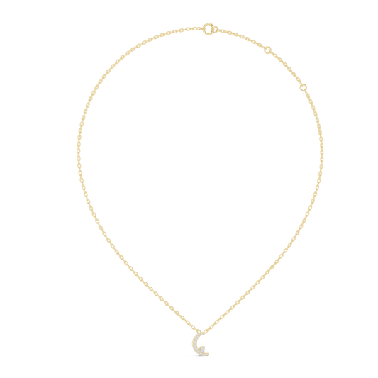 0.21ctw Solid Gold Pave Diamond Crescent Moon Celestial Charm Pendant