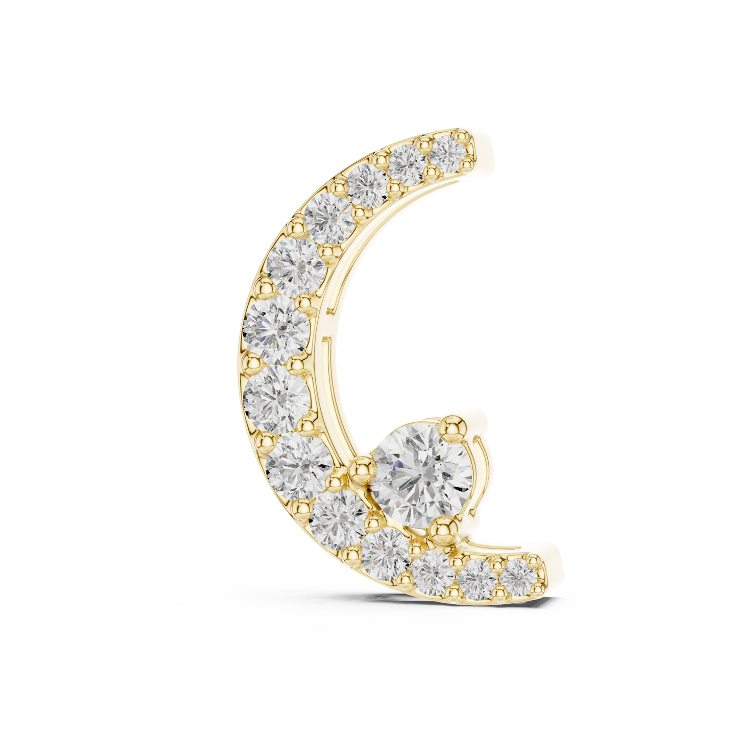0.21ctw Solid Gold Pave Diamond Crescent Moon Celestial Charm Pendant