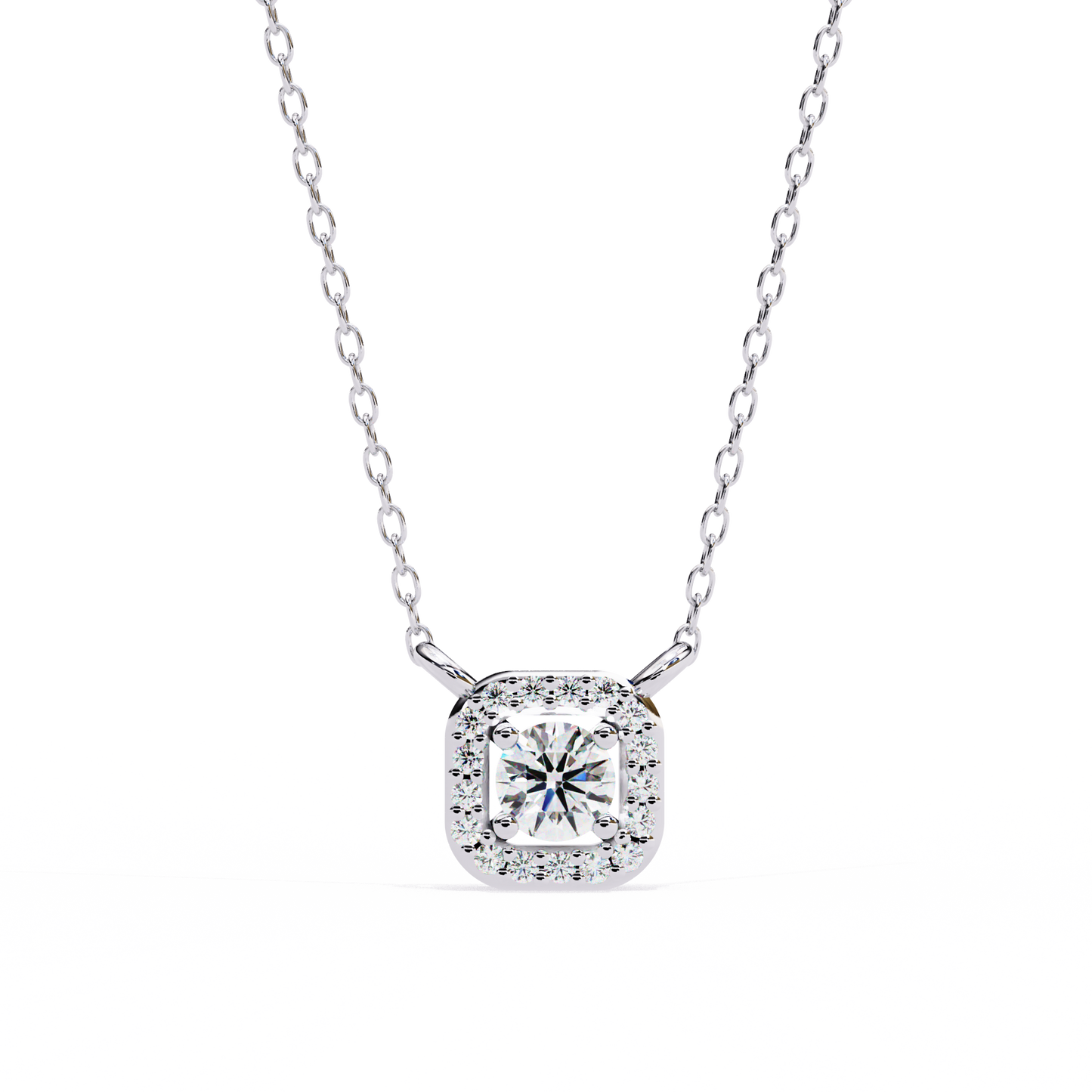 Geometric Elegance: Brilliant-Cut Diamond Halo Pendant - 0.30 Ct