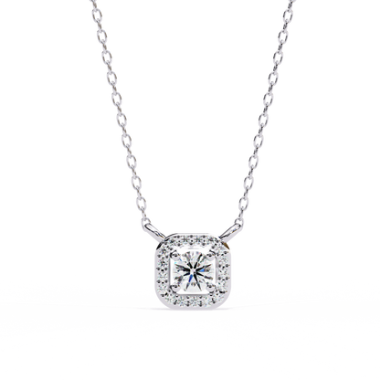 Geometric Elegance: Brilliant-Cut Diamond Halo Pendant - 0.30 Ct