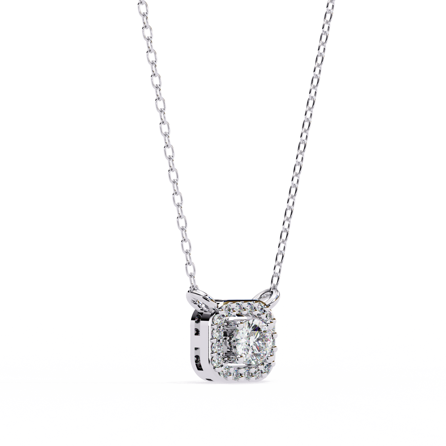 Geometric Elegance: Brilliant-Cut Diamond Halo Pendant - 0.30 Ct