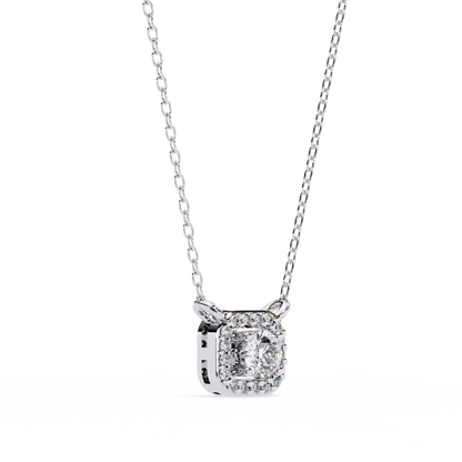 Geometric Elegance: Brilliant-Cut Diamond Halo Pendant - 0.30 Ct
