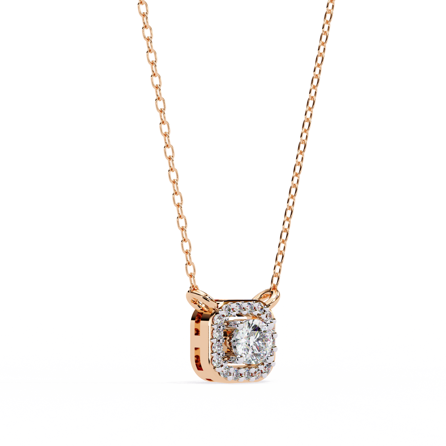 Geometric Elegance: Brilliant-Cut Diamond Halo Pendant - 0.30 Ct