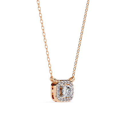 Geometric Elegance: Brilliant-Cut Diamond Halo Pendant - 0.30 Ct