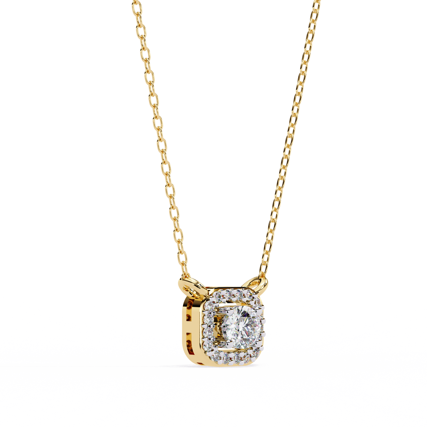 Geometric Elegance: Brilliant-Cut Diamond Halo Pendant - 0.30 Ct