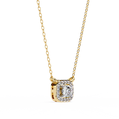 Geometric Elegance: Brilliant-Cut Diamond Halo Pendant - 0.30 Ct