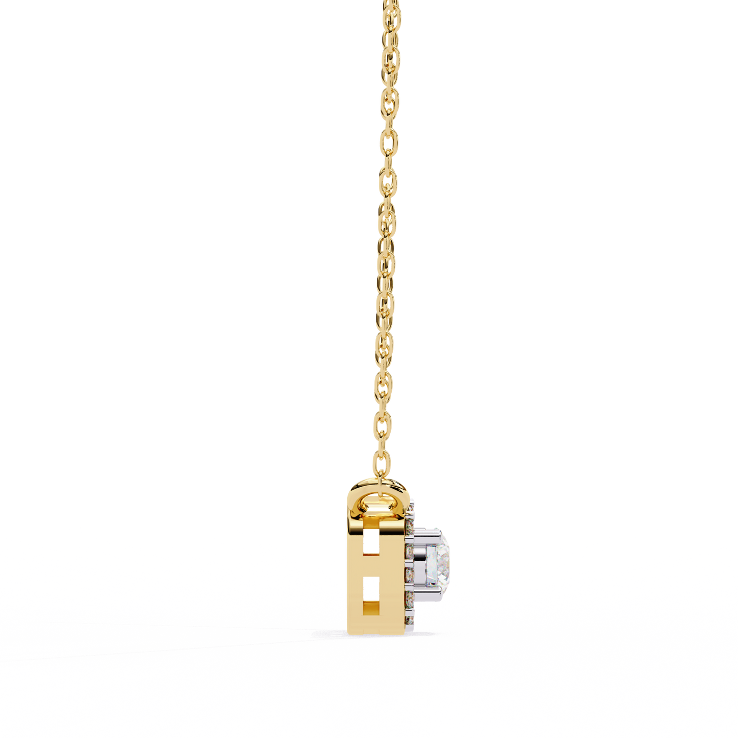 Geometric Elegance: Brilliant-Cut Diamond Halo Pendant - 0.30 Ct