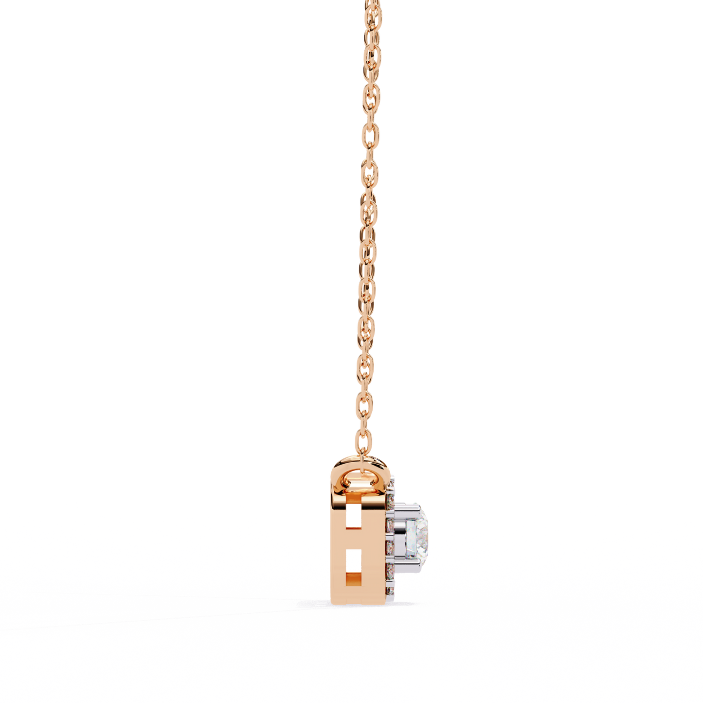 Geometric Elegance: Brilliant-Cut Diamond Halo Pendant - 0.30 Ct