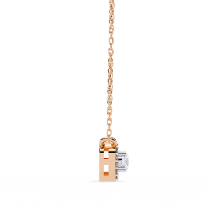 Geometric Elegance: Brilliant-Cut Diamond Halo Pendant - 0.30 Ct