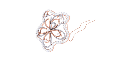 Four-Petal Bloom Pendant - 0.44 Ct Brilliant Cut Diamonds In Gold