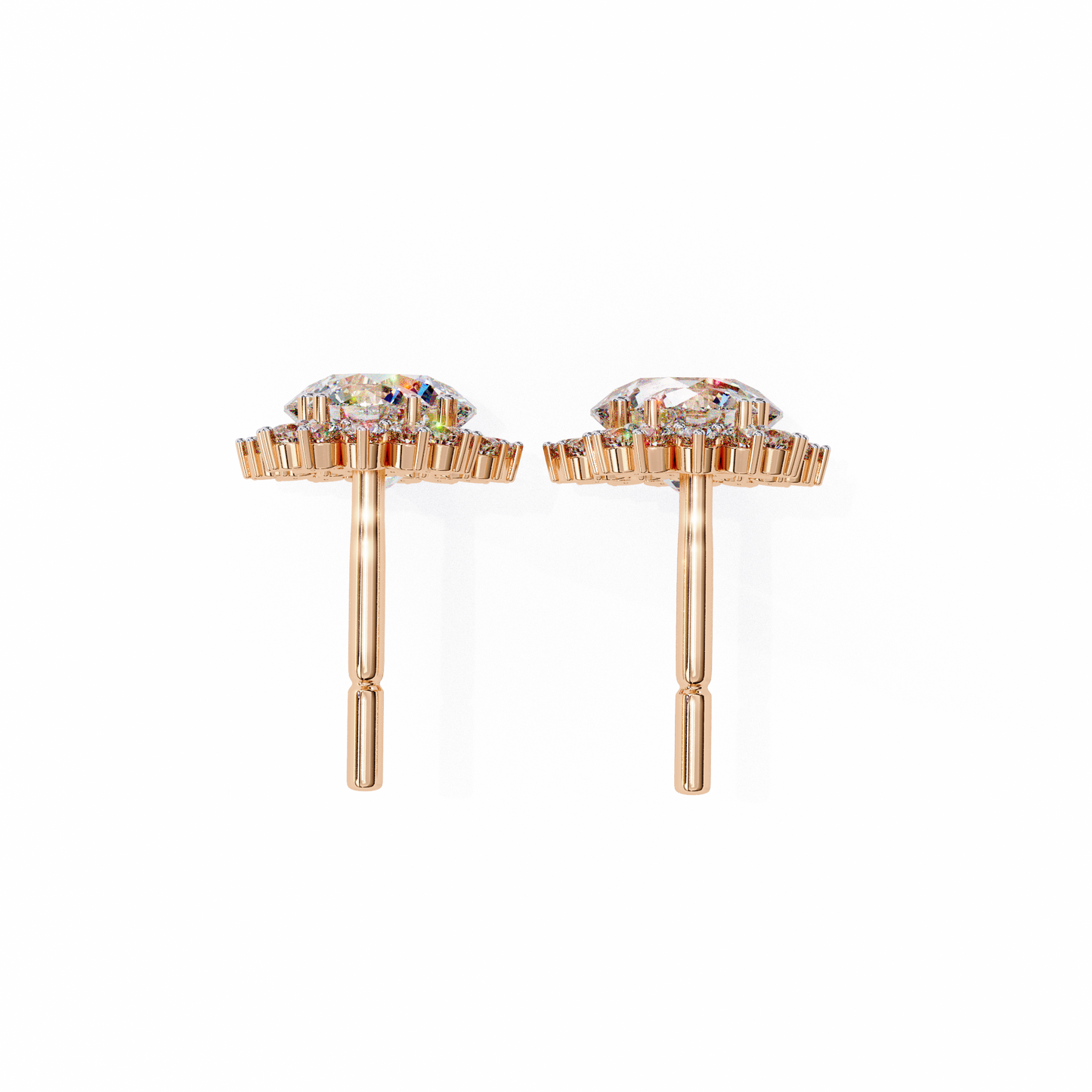 Double Halo Diamond Cluster Drop Earrings in Gold- 1.37 Ct