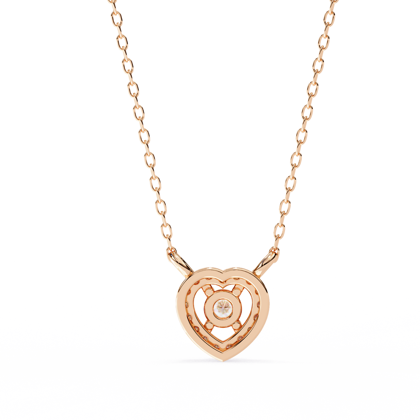 The Eternal Radiance: Diamond Heart Halo Pendant in Yellow Gold- 0.17 Ct