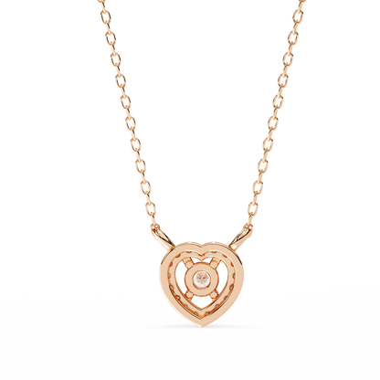 The Eternal Radiance: Diamond Heart Halo Pendant in Yellow Gold- 0.17 Ct