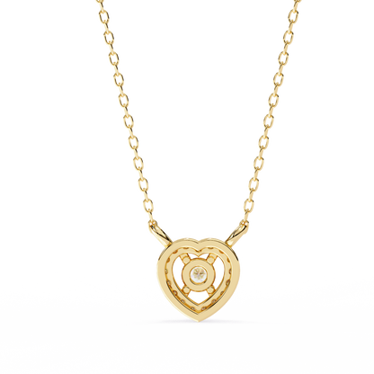 The Eternal Radiance: Diamond Heart Halo Pendant in Yellow Gold- 0.17 Ct