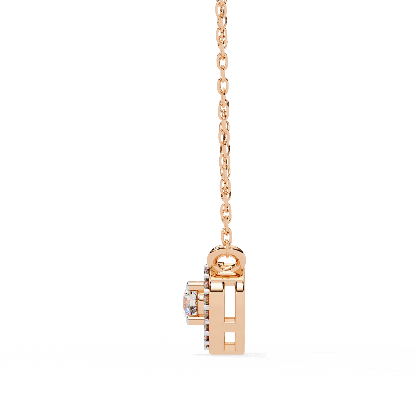 The Eternal Radiance: Diamond Heart Halo Pendant in Yellow Gold- 0.17 Ct